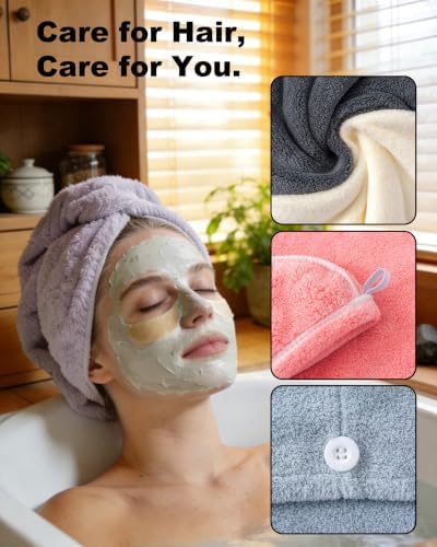 Lumimi Microfiber Hair Towel Wrap 4 Pack for Women, 4 Colors A - Image 3