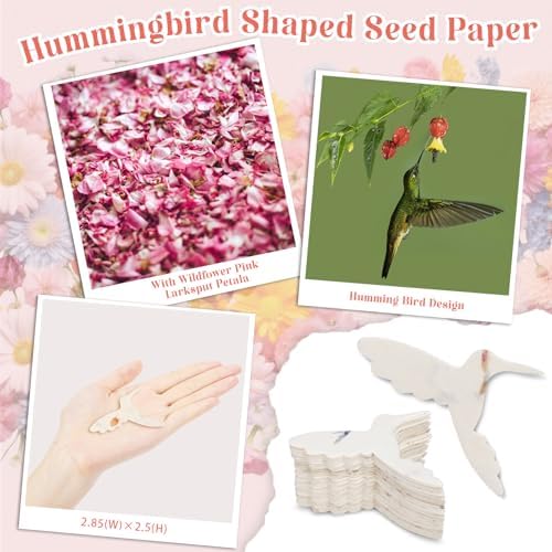 Dunzoom 50 Pcs Plantable Seed Paper Tags Wildflower,Hummingbird Shape - Image 4