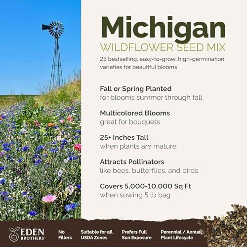 Eden Brothers Michigan Wildflower Mixed Seeds for Planting, 5 lb - Image 2