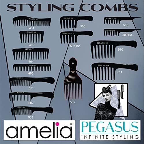 Pegasus 502, 9in Hard Rubber Wide Tooth Handle Comb, Handmade, Seamless, Smooth Edges, Anti Static, Heat and Chemically Resistant, Wet Hair, Everyday Grooming Comb | Peines de goma dura - Black - Image 6