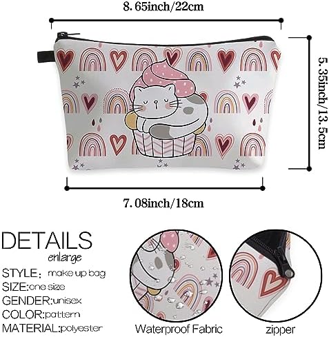 Deanfun Small Makeup Case - Cute and Waterproof Cosmetic Bag for Women(Rainbow, Cat, Cake D5-56370) - Image 2