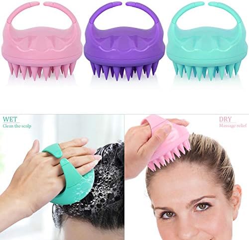 3 Pcs Silicone Scalp Massager & Shampoo Brush, Handheld Scalp Scrubber Cleansing Brush for Shower - Image 6