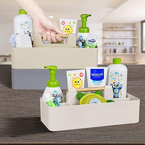 Baby Shower Caddy Plastic Nursery Portable Storage Organizer Beige - Image 6