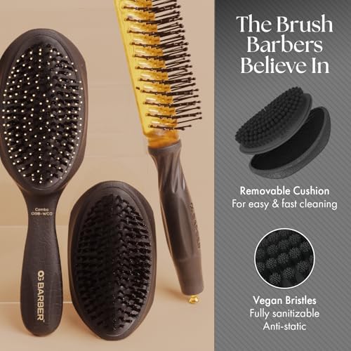 Olivia Garden Barber Wave Brush Collection – Vegan Boar & Combo Bristle Variations, Palm, Tunnel, Fade Brushes - Image 3
