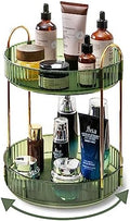 Asayuee 360 Rotating Makeup Organizer for Vanity,2 Tier Large Capacity Skincare Organizers,Bathroom Counter Organizer, Spinning Perfume Organizer & Vanity Organizer (Green-2 Tier) by Asayuee