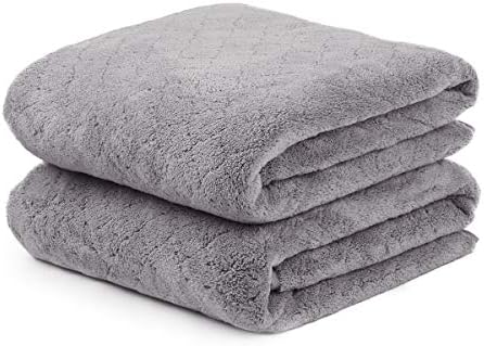 JML Microfiber Bath Towels with Hanging Loop, 2 Pack, 30 in x 60 in, Grey by JML