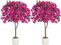 BLOSMON 3.9ft Bougainvillea Artificial Tree for Porch, Set of 2, Hot Pink by Blosmon