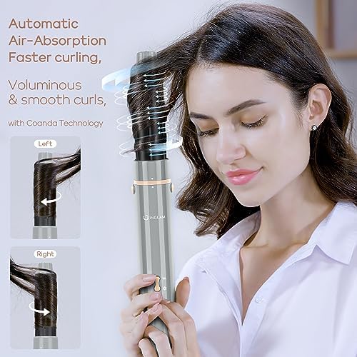 IG INGLAM MegaAIR Styler, 5 in-1 Professional Interchange Hair Dryer Brush 110,000 RPM Brushless BLDC Motor Ionic Hot Air Styler Volumizing and Shape, Gray - Image 4