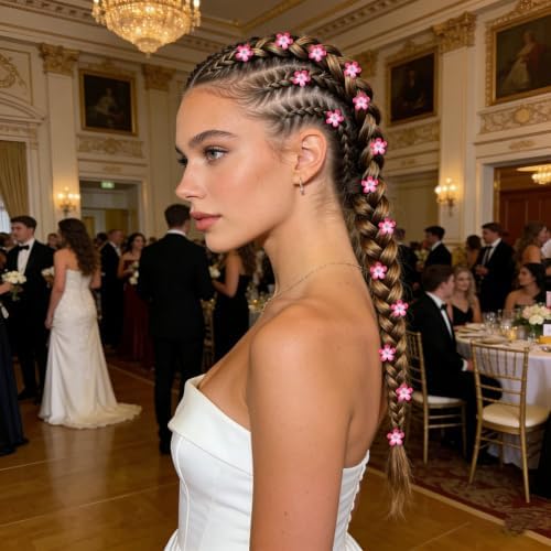 YISSION 20Pcs Mini Ombre Hot Pink Flower Hair Clips Women Girls Wedding - Image 4