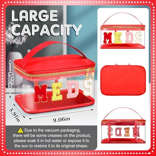 Geetery Meds Travel Bag Red, Meds Chenille Letter Clear - Image 3