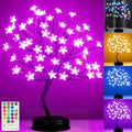 Pooqla 18 Inch 48 LED RGB Cherry Blossom Tree Light with Remote 16 Color-Changing LED Artificial Flower Bonsai Tree Table Top Lamp Home Lit Tree Centerpieces Christmas Decor by Pooqla