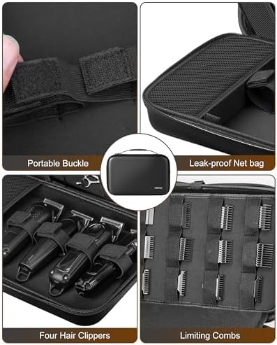 Barber Bags for Hair Clippers and Supplies, Hair Cutting Barber Case Supplies Organizer, Hair Trimmer Organizer for Men Razor Guard Grooming Kits (Case Only) - Image 4