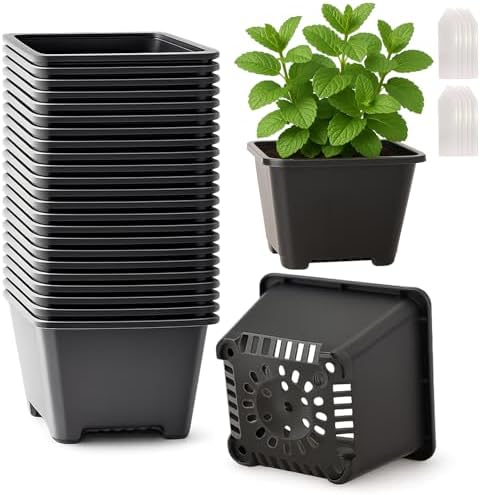 25 Packs Square Nursery Pots for Plants 4 Inch Seedling Pots with Holes by Unknown