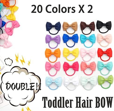 CÉLLOT Toddler Hair Accessories - 40pcs 2.75" Elastics Rubber Ribbon Bands, Bows for Baby Girls, Kids & Children - Image 3