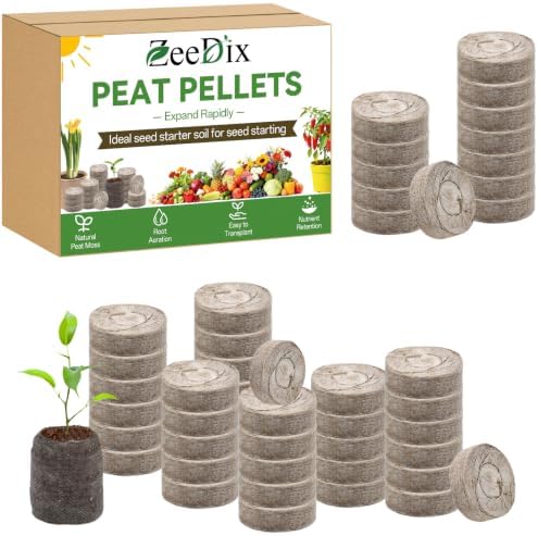ZeeDix Peat Pellets for Seed Starting, 50 Pcs 40mm Seed Starter Soil Pods by ZeeDix