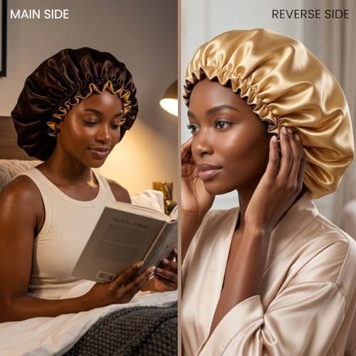 Silk Satin Hair Bonnet for Sleeping Reversible - Image 2