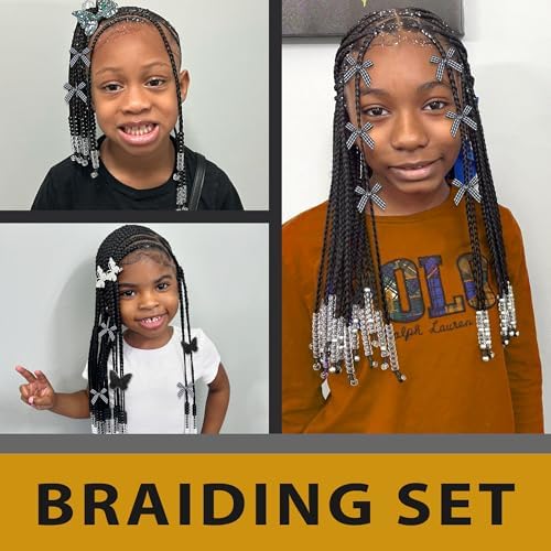 100pcs Hair Beads for Braids Gold Loc Dreadlock Hair Beads Black Gingham Mini Hair Bows Lace Embroidery Butterfly Hair Clips 3 Styles Y2K Hair Accessories for Women Girls - Image 3