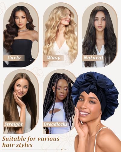 Satin Bonnet for Sleeping Women, Silk Sleep Bonnet for Curly Hair Wrap - Image 6