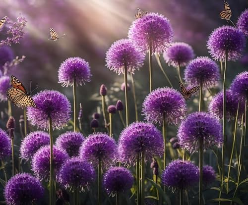 Purple Allium Bulbs for Planting - Easy to Grow Perennial Flowers, Top Size Bulbs, Large Spherical Blooms (20 Bulbs) by CZGrain