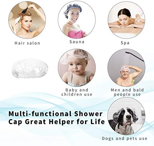 100PCS Larger Shower Caps Disposable, Thicker Waterproof Plastic Elastic Hair Bath Caps, Plastic Hair Caps for Women, Spa, Home Use, Hotel and Hair Salon, Portable Travel - Image 6