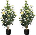 Romantic Season 2Pack Artificial Camellia Tree, 3FT Yellow Faux Camellia Plant for Modern Home, Office & Living Room Floor Decor by RomanticSeason