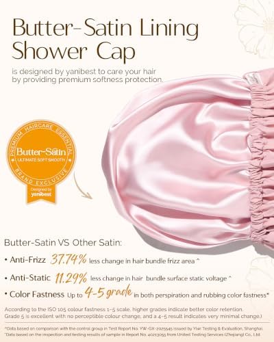 Yanibest Satin Lined Shower Cap, Reusable Waterproof Shower Caps for Women - Image 3