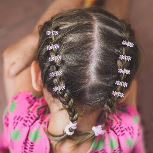 ANBALA 65PCS Mini Purple Flower Hair Clips with Rhinestone Mini Glitter Teeth Rhinestone Flower Hair Accessories No-Slip Grip Metal Jaw Clamps for Girls Women (Silver-Purple Crystal) - Image 2
