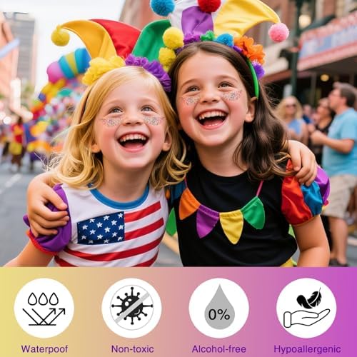 Mardi Gras Hair Face Glitter Stick,Mardi Gras Outfit for Women,Purple Green Gold Body Glitter Makeup,Festival Costume Carnival Accessories Singer Concerts Halloween Chunky Glitter Makeup - Image 3