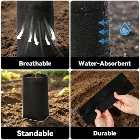 Fabric Grow Bags - 7x10 inches Black Plant Grow Bags, 50pcs - Image 4