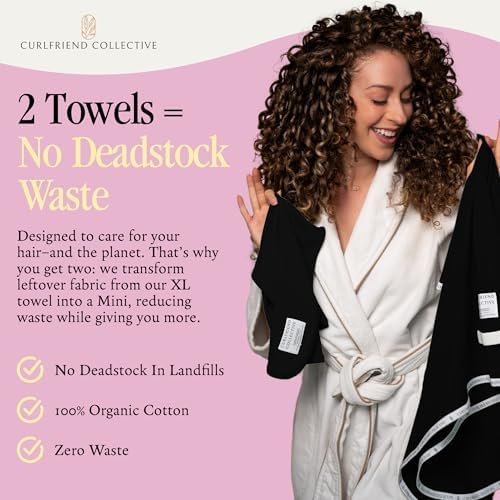 Curlfriend Collective Cotton Cloud T-Shirt Hair Towel Duo, Black to Basics - Image 7