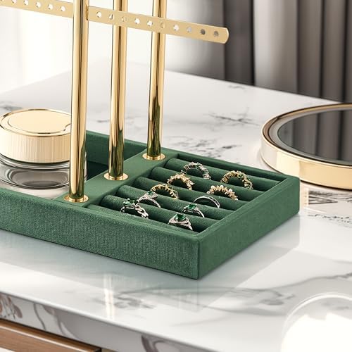 Jewelry Organizer Stand for Necklaces, Bracelets, Earrings, Rings, Green - Image 6