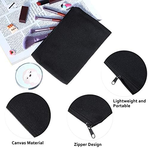 meekoo 16 Pcs Blank Canvas Zipper Pouch Pencil Bag Bulk, S, Black - Image 3