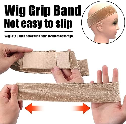FIRSTPELLA 3 Pack Wig Grip Band for Women Girls,Wig Accessories for Women,Elastic Bands for Wig,Adjustable Velvet Wig Band for Keeping Wigs in Place, No-slip Wig Grip Headband (Beige) - Image 2