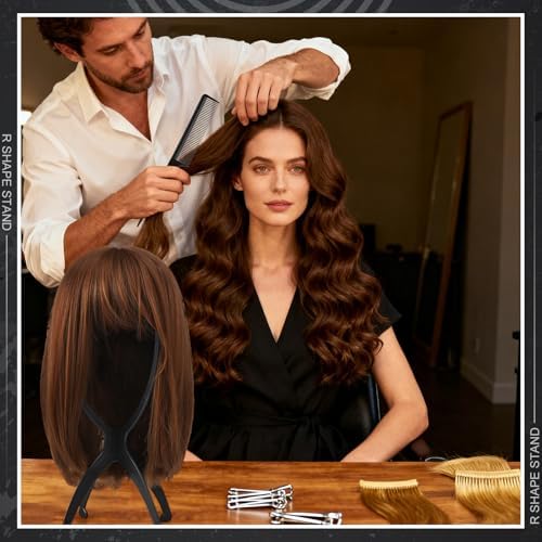 ProSuites 9 Pack Set 2 Wig Head Stand with 2 PCS Wig Brush Comb 2 Hair Net 1 Grip Band 2 Clips Set for for Travel Home Use - Image 7