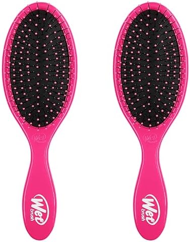 Wet Brush Original Detangler Hair Brush, Pink, Ultra-Soft IntelliFlex Bristles, Detangling Bristles Glide Through Tangles (Wet Dry & Damaged Hair), Women & Men (Pack of 2) by WetBrush