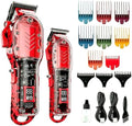 Professional Hair Clippers for Men, Cordless Barber kit for Hair Cutting & Grooming, Hair Clippers and Trimmer Set for Barber Haircut with LED Display, 8 Fade Taper Combs(Red Set) by Tuanchuanrp