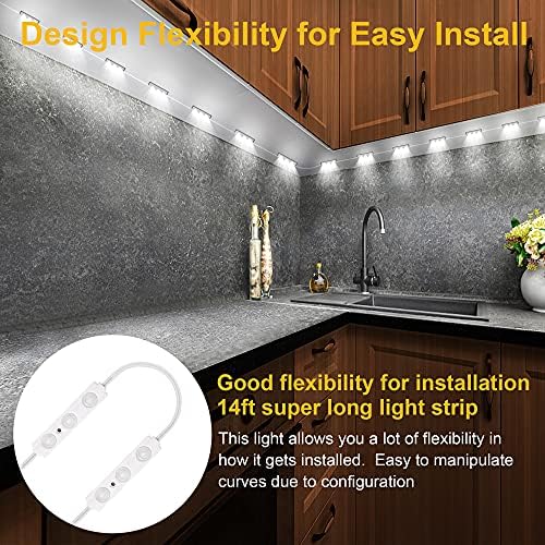 Flexible Jewelry Showcase Lights Kit, 14FT Adhesive Led Light for Display Case with Power Adapter, Dimmable Bright White Under Counter Light, 90 LEDs for Kitchen Cabinets Cupboard, 1800lm, 6000K - Image 3