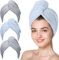 Hicober Microfiber Hair Towel Wrap for Women, Grey Blue Grey, 3-Pack by Hicober