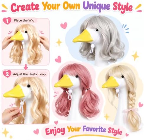 4Pcs Porch Goose Wigs Set Porch Goose Outfits Accessories for Outdoor Statue Accessories Garden Patio Yard Goosey Decoration (4PCS-C) - Image 5