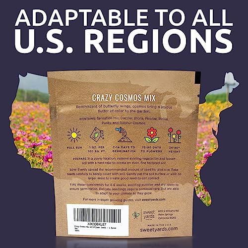 Cosmos Seeds Wildflower Mixture - Bulk 1 Ounce Packet - Over 5,000 Seeds - Pink, Yellow, Orange, Red, Purple and White Mixed Species! - Image 7