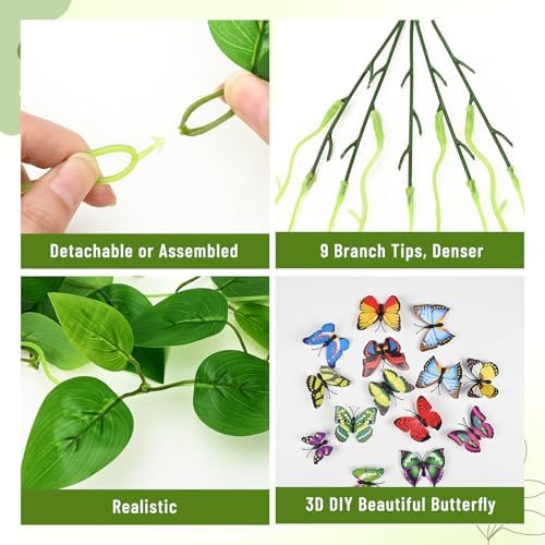 BLEUM CADE 2Pcs Fake Hanging Plants, 9 Branch Artificial Hanging Plant, Lush Faux Pothos Vines for Home Room Wall Shelf Porch Outdoor Indoor Decor (No Baskets) - Image 3