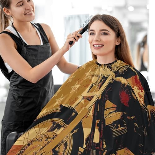 Blueangle Skull Motorcycle American Flag Barber Cape Waterproof Salon Hairdresser Cape with Adjustable Snap Closure, Perfect for for Men Salon and Home Use - Image 7