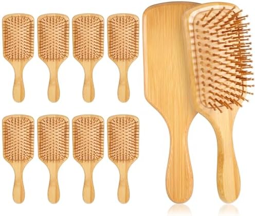 10 PCS Bamboo Hair Brush Bulk,Wooden Hairbrush Round-Tipped Bamboo Bristles by Unknown