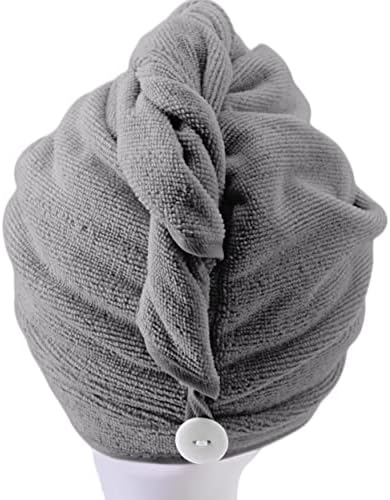 POLYTE Microfiber Hair Turban Wrap Drying Towel (12x28 Large, 2 Dark Gray) - Image 3