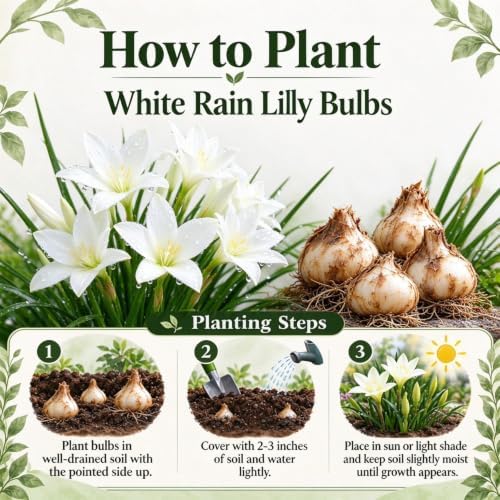 Rain Lily Bulbs, Zephyranthes, Decorative Perennial Flower Bulbs for Home, Landscape & Garden Ornament, Easy to Grow，C：10Bulbs - Image 2