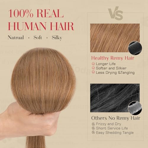 Rich Choices Real Human Hair Clip In Extensions-6 Pcs Single Clip Design-100% Remy Hairs Invisible Clip in Extensions for Thin Short Hair-Seamless Hairpieces for Women/Men-10 Inches #6 Light Brown - Image 4