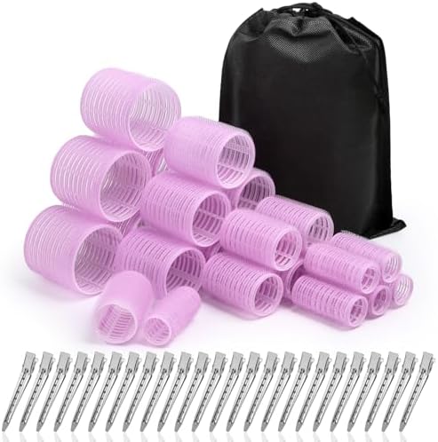 Rollers Hair Curlers Set of 48 with 24 Curlers (6 Jumbo, 6 Large, 6 Medium, 6 Small) and 24 Clips for Long, Medium, Short Hair (Purple) by shynek