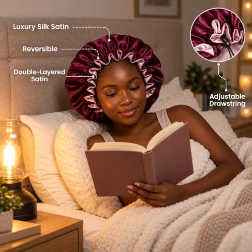 Silk Satin Hair Bonnet for Sleeping Reversible - Image 3