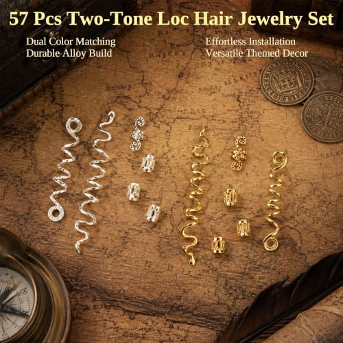 ROSYGLIMM 57Pcs Gold Silver Hair Jewelry for Braids Dreadlock Accessories - Image 4