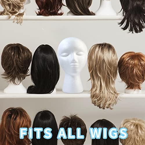 GliSun 3 Pcs Foam Wig Head, Styrofoam Mannequin Head with Female Face for Multipurpose Wigs Display Stand, Model, Mask, Hat Display Stand, Art Work Painting - Image 6